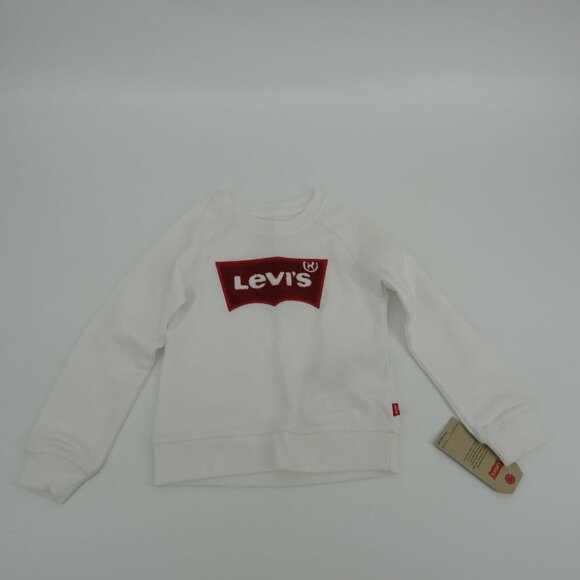Levi's Girls White Fleece Crewneck Sweatshirt 6x NWT $42 - Picture 1 of 4